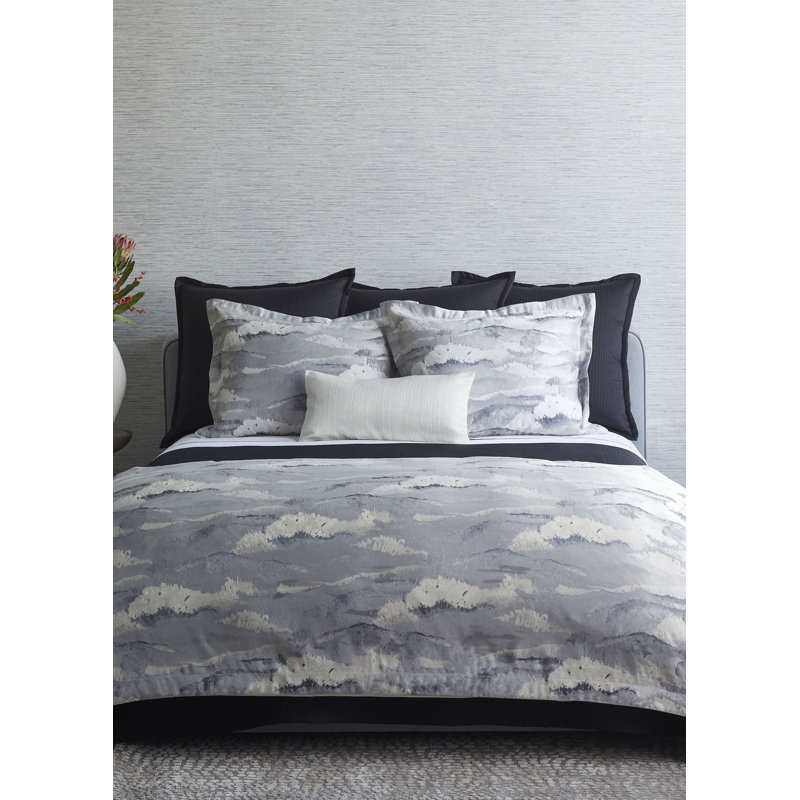 Tempest Coastal Polyester Abstract Duvet Cover, Queen Duvet Cover + 2 Standard Shams, Gray