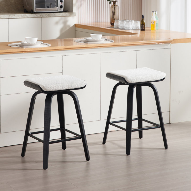 Modern Upholstered Counter Stool With Wood Frame,Counter Height Bar Stool For Kitchen Island,Coffee Bar, White/Black