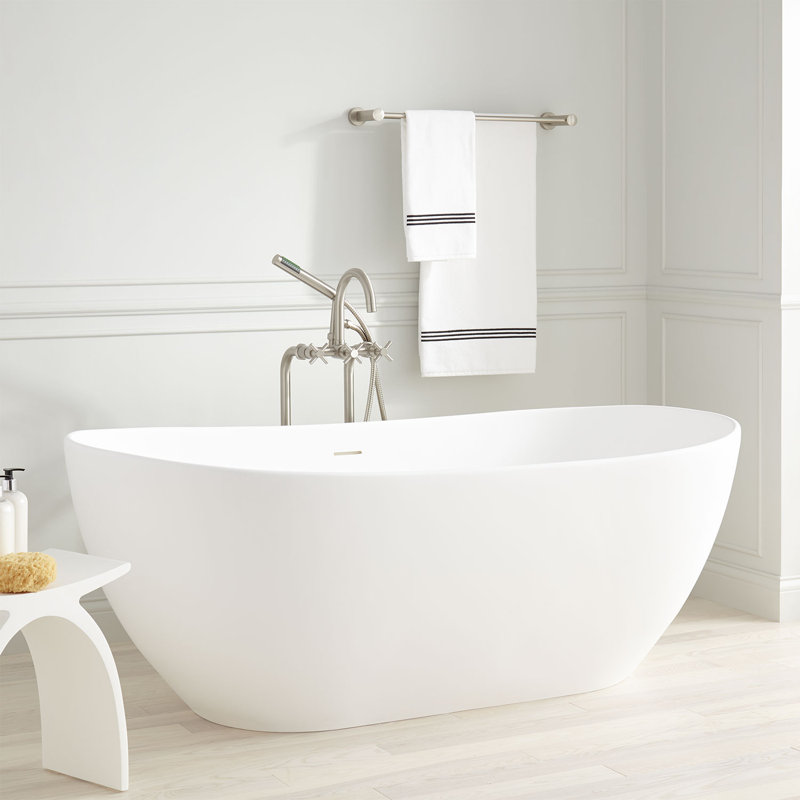 56" Winifred Solid Surface Freestanding Soaking Bathtub