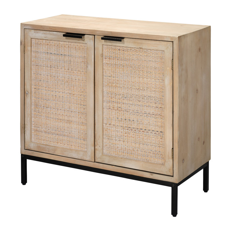 Buffet décoratif 2 portes Mary en bois délavé et métal noir