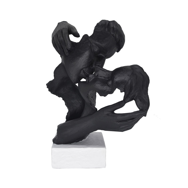 Polyresin Kissing Couple Figurine for the Living Room, Classy Sculpture Home Decor, Black, 38" H x 26" W x 13.5" D