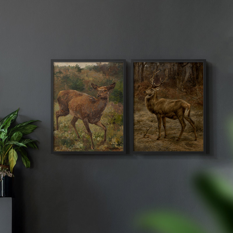 «Vintage Animal IV», impression giclée sur cadre - ensemble de 2, Noir, noir, noir, noir, H 17 po x l 42 po