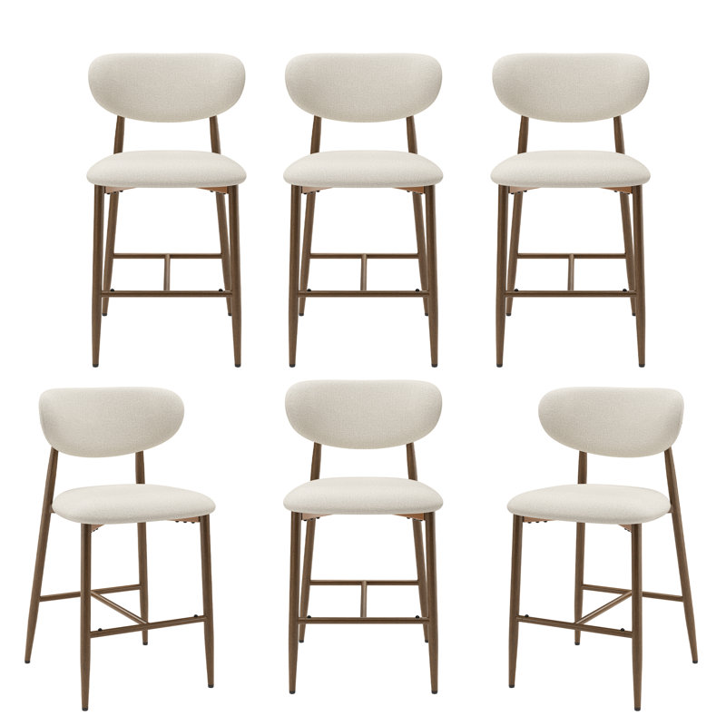 Tabouret de bar rembourré avec structure en métal massif, Beige