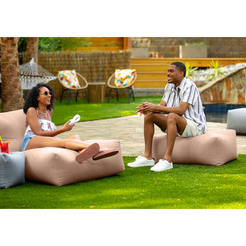 Charolotte Upholstered Outdoor Ottoman, Pink