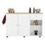 Chariot pour îlot de cuisine, six tiroirs, un tiroir, armoire à deux portes, deux tablettes extérieures, quatre tablettes intérieures, blanc / pin