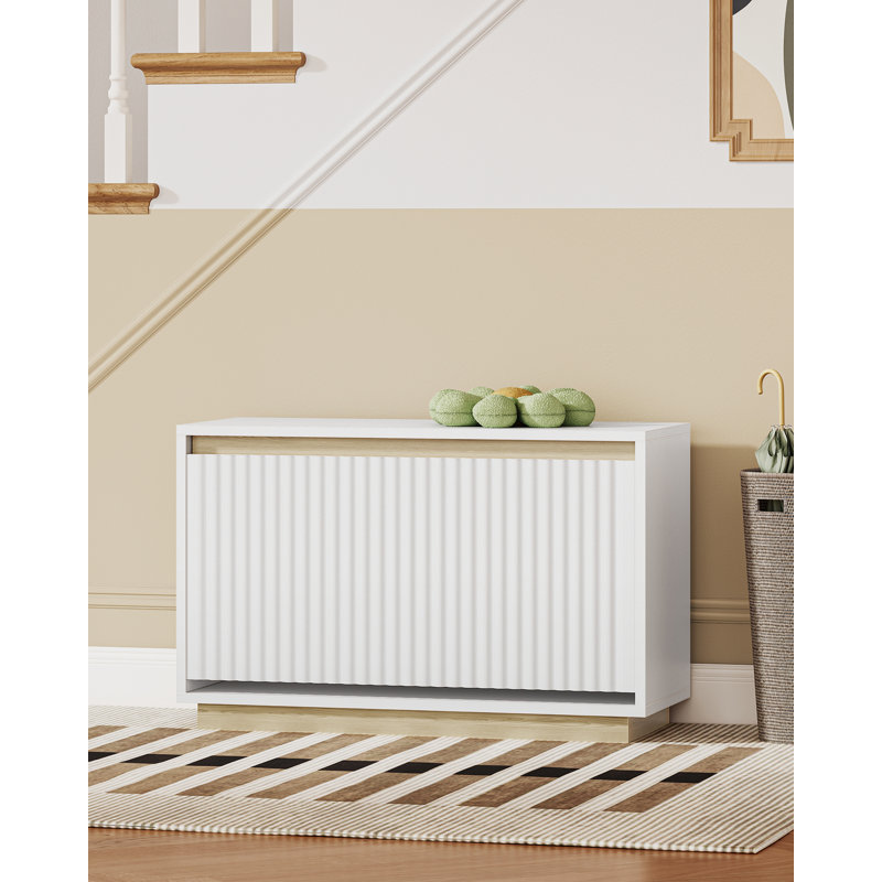 Shoe Storage Bench, 3 Tier Shoe Rack Bench with Flip Drawer, Shoes Cabinet for 12 Pairs, Adjustable Shelves, Shoes Cabinet Storage for Hallway, Living Room, Bedroom, White 