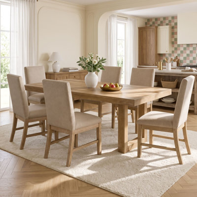 Ensemble de salle à manger 7 pièces avec rallonge papillon, table extensible et 6 chaises rembourrées pour salle à manger