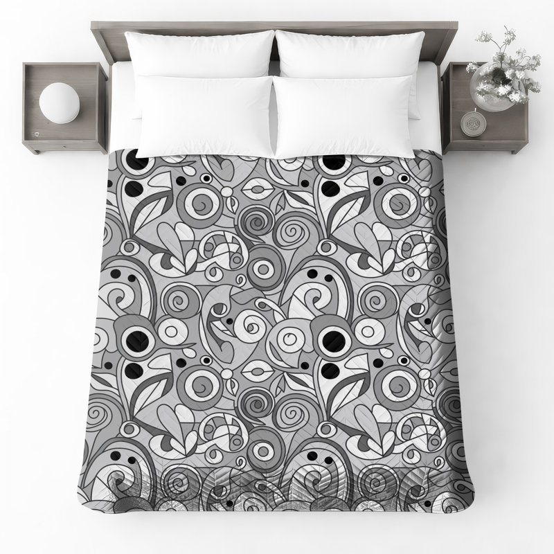 Couvre-lit fin matelassé à motifs tourbillonnants monochromes, Lit simple