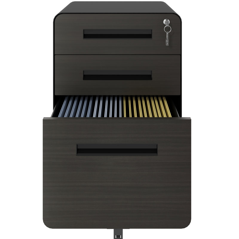 3 classeurs mobiles entièrement en métal, verrouillables et entièrement assemblés, noirs pour la maison et le bureau, pouvant accueillir des documents de format lettre A4 / lettre