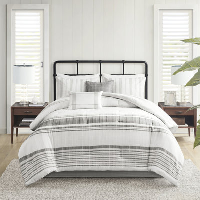 Couette surdimensionnée 100 % coton, format King - Blanc/gris, pour chambre à coucher, literie de luxe 6 pièces, gris/blanc, douce