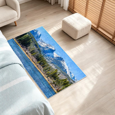 Magnifique tapis d'intérieur bleu Mountain Mountains