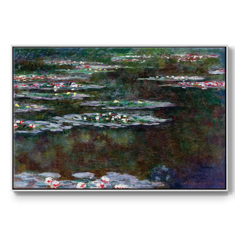 Water Lilies, 1904 03, reproduction d'art sur toile, H 25 po x l 37 po x P 2 po, Blanc