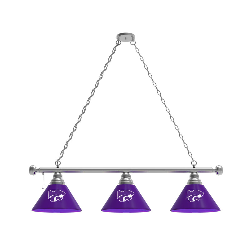 3 - Light Pool Table Lights Pendant, Chrome, Kansas State Wildcats