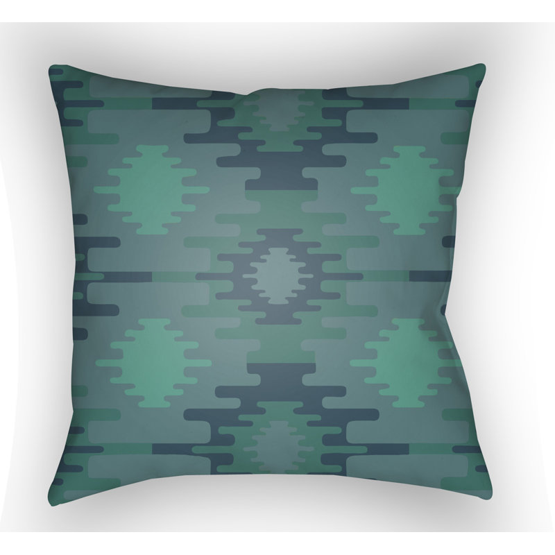 Yindi Square Indoor/Outdoor Throw Pillow, 18" H x 18" W x 3.5" D, Green