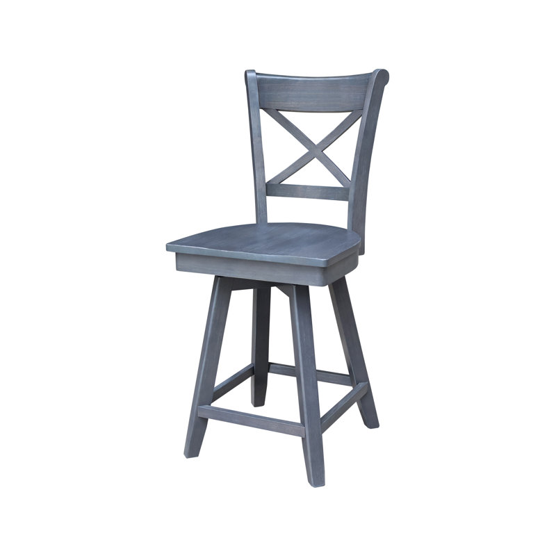 Tabouret de bar pivotant Deonda, Gris Heather, Tabouret de comptoir (siège d'une hauteur de 24 p