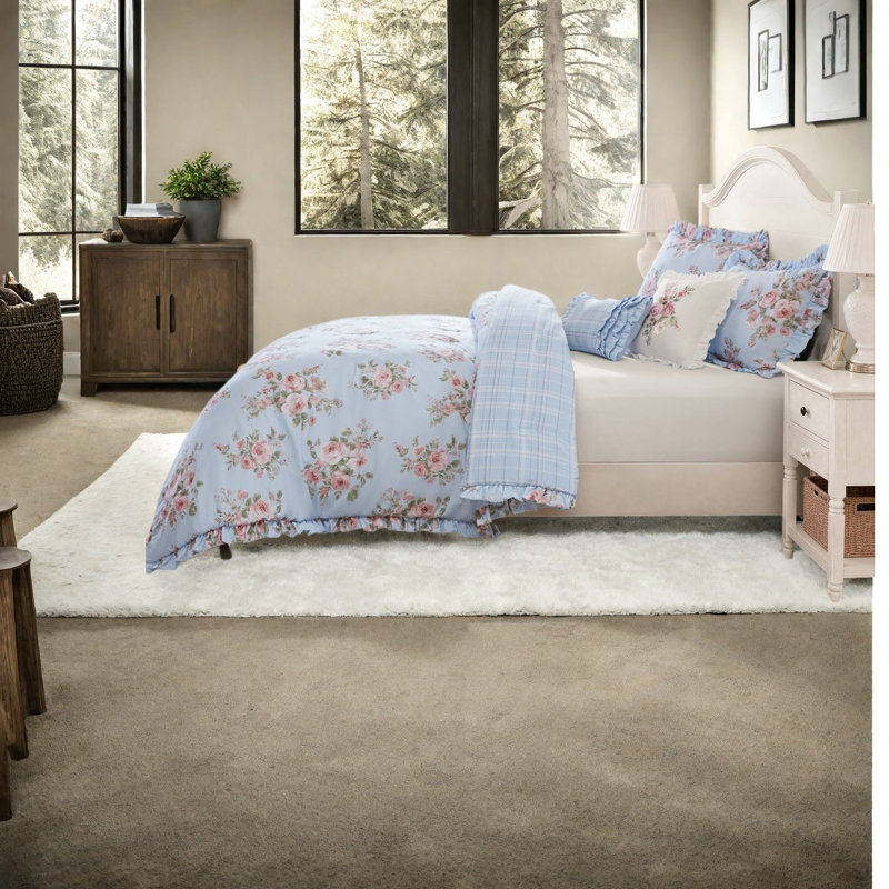 Checkered and Floral Comforter Set