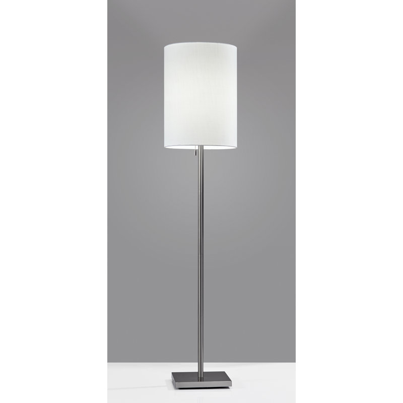 Lampe sur pied 61 po Aghvan, Acier brossé, Blanc