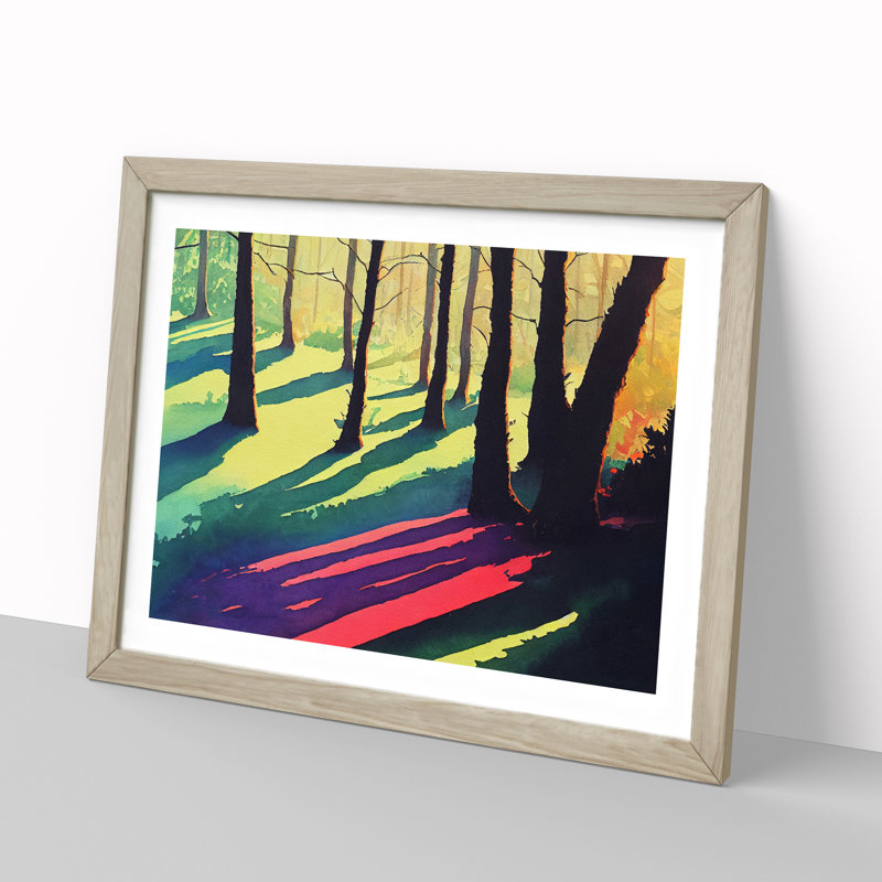 Summer Forest Colours - Single Picture Frame Painting, 25cm H x 34cm W x 2cm D, Oak Framed