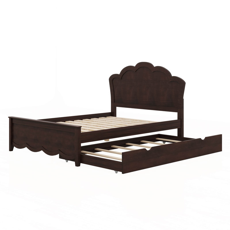 Lit plateforme en bois avec tête de lit simple et lit gigogne Jadaya