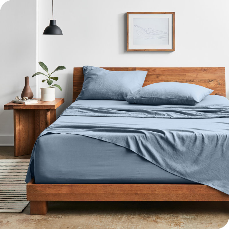 Dusty Blue Twin Sandwashed Microfiber Deep Pocket Sheet Set