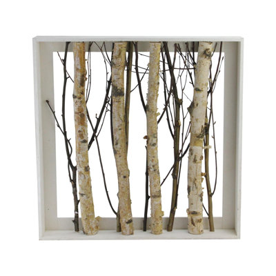 Décoration murale 17,55 "branches mixtes dans un cadre en bois rustique