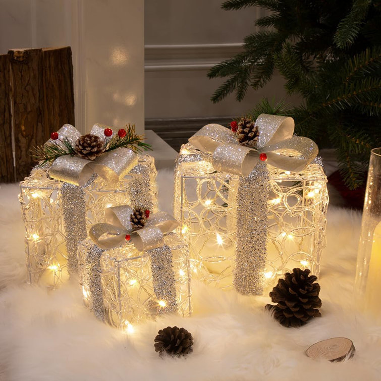 3 Piece Gift Boxes Christmas Decoration Lighted display Set