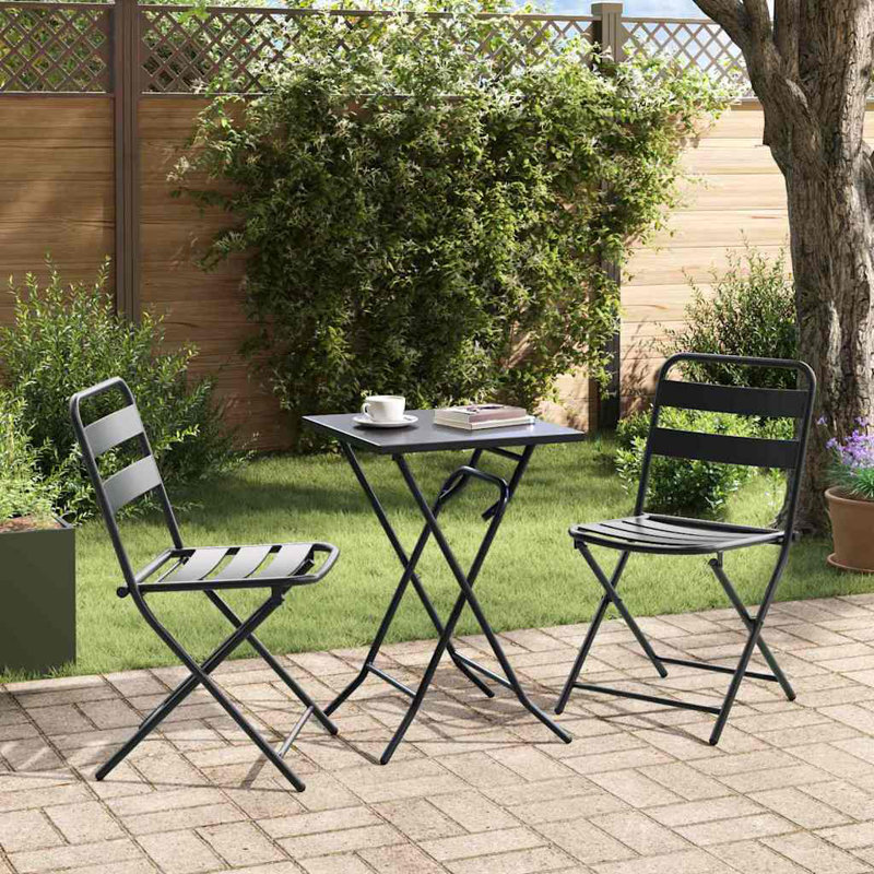 Vidaxl Bistro Set Folding 3 Pcs Steel, Anthracite