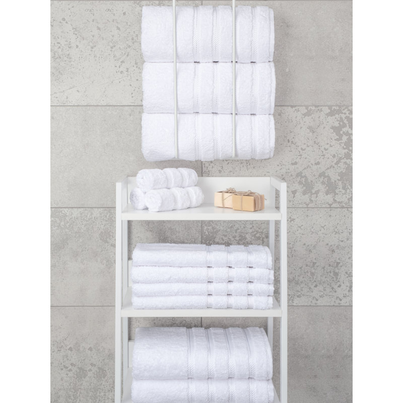 Ensemble de serviettes de bain turques de luxe 100% coton 4 pièces Edison Collection, Blanc