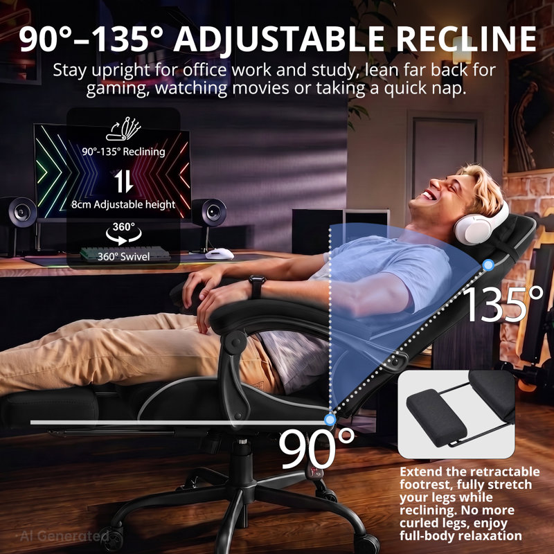 Submi PC & Racing Game Chair, Black