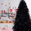 Arbre de Noël artificiel à charnière 7 pi noir, 450 lumières DEL blanches, 1916 pointes PE + PVC, support en métal stable-729573422