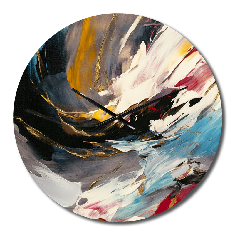 Smooth Bliss, abstrait, or, noir, bleu, I - Horloge murale abstraite, Moyenne