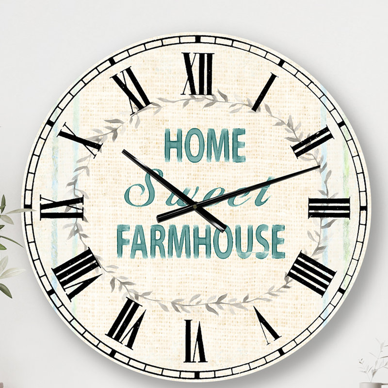 Farmhouse Florals III - Horloge murale Farmhouse, Grand, Jaune