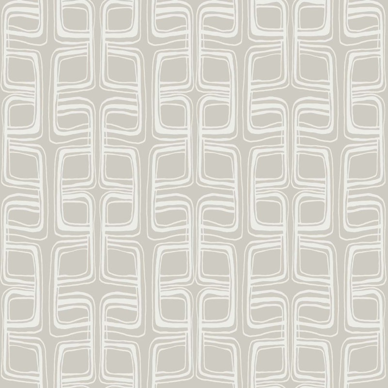 Square Pattern 33' L x 20.5" W Wallpaper Roll, Tan