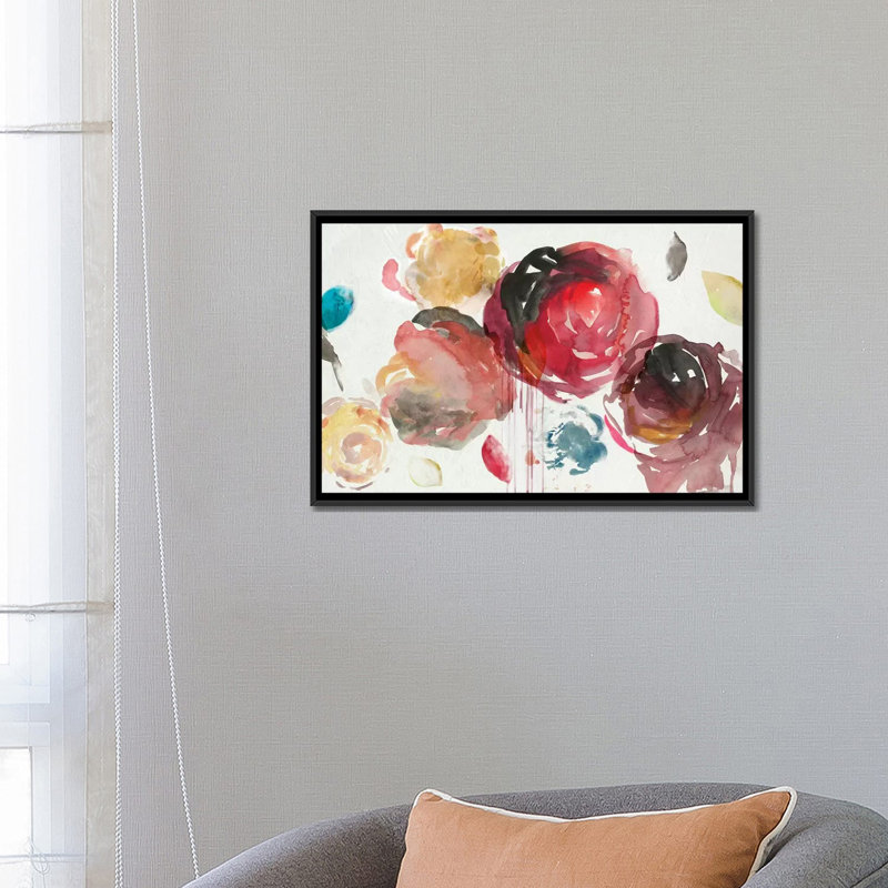 « marche à travers ii », reproduction sur toile, H 32 po x l 48 po x P 1,5 po, Toile avec cadre noir, Pas de tapis