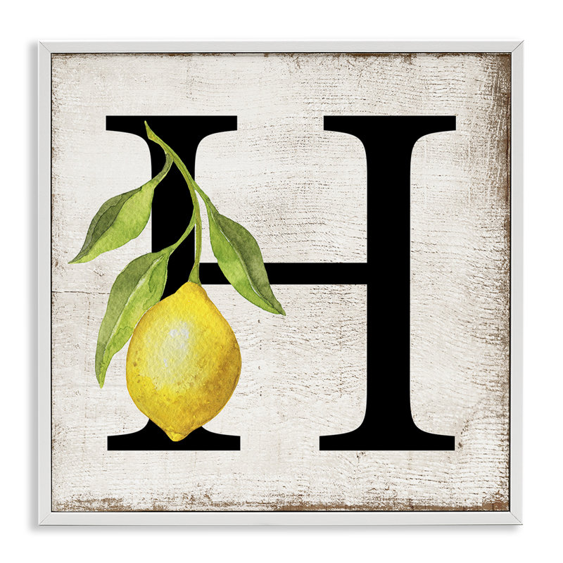 «H with Lemon», estampe numérique par Creatif Belle, H 12 po x l 12 po, Estampe numérique encadrée blanc bord de mer