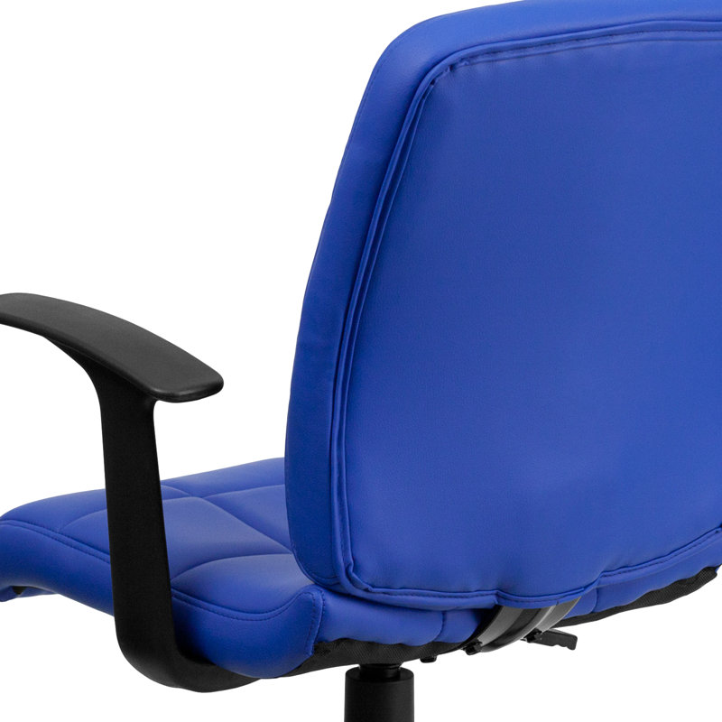 Chaise de bureau pivotante en vinyle Bonavant, Bleu, Avec accoudoirs