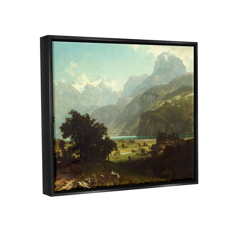 Lake Lucern Classic Fine Landscape - peinture sur toile tendue, Cadre flottant noir de jais, H 17 po x l 21 po x P 1,5 po
