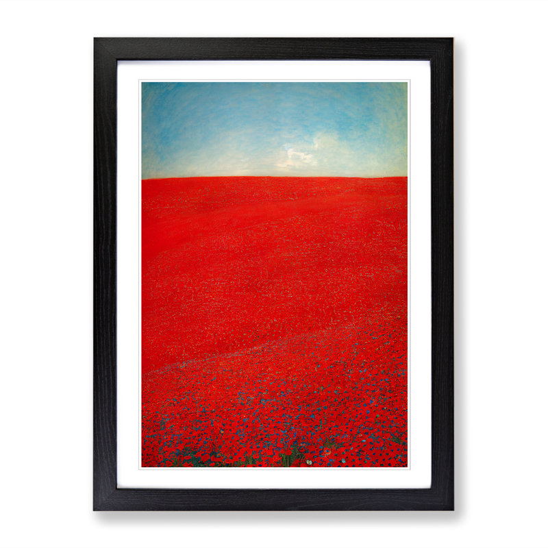 Contemporary Poppy Flower Field Vol.2 - Single Picture Frame Print, 64cm H x 46cm W, Black Framed