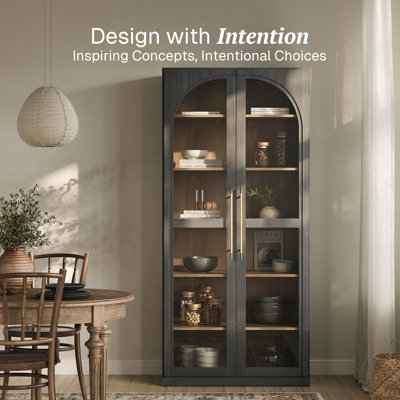 67" Hentges Glass Display Cabinet with Adjustable Shelf, Ebony
