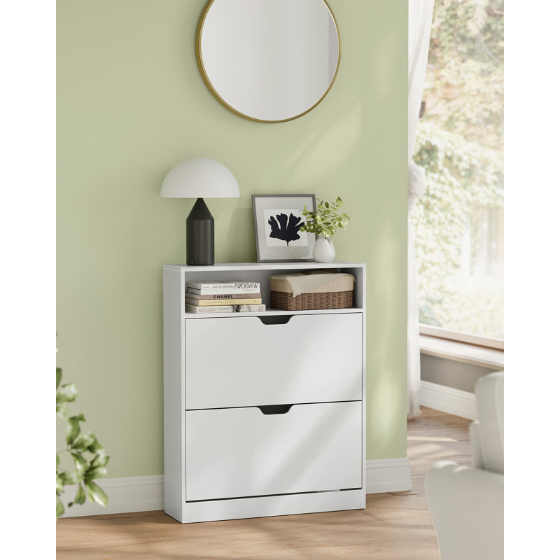 16 Pair Flip Down Shoe Storage, White