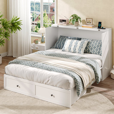 Full Size Murphy Bed With Storage And Built-in Charger