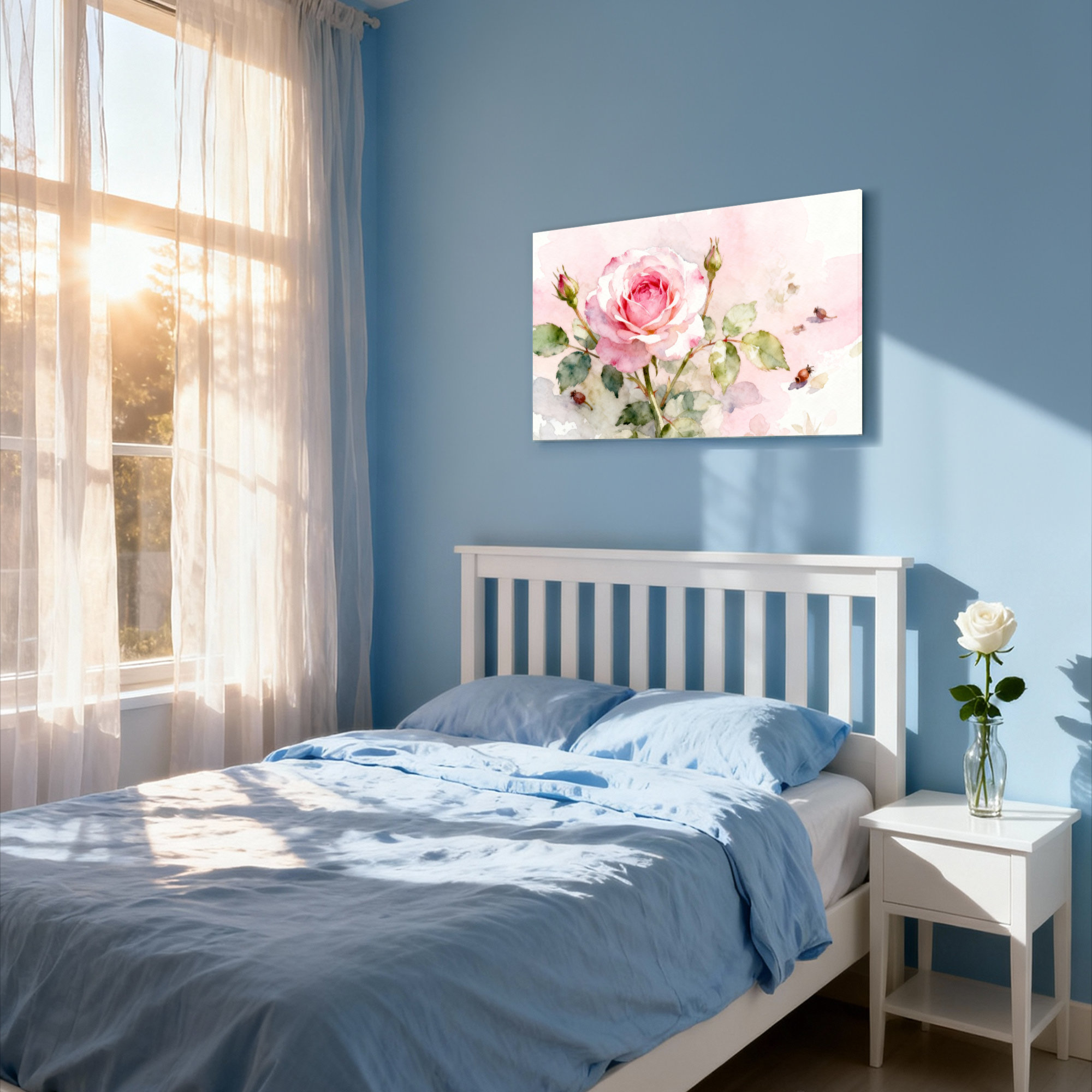Winston Porter Pink Rose Watercolor Floral Canvas Wrapped Wall Art Oil ...