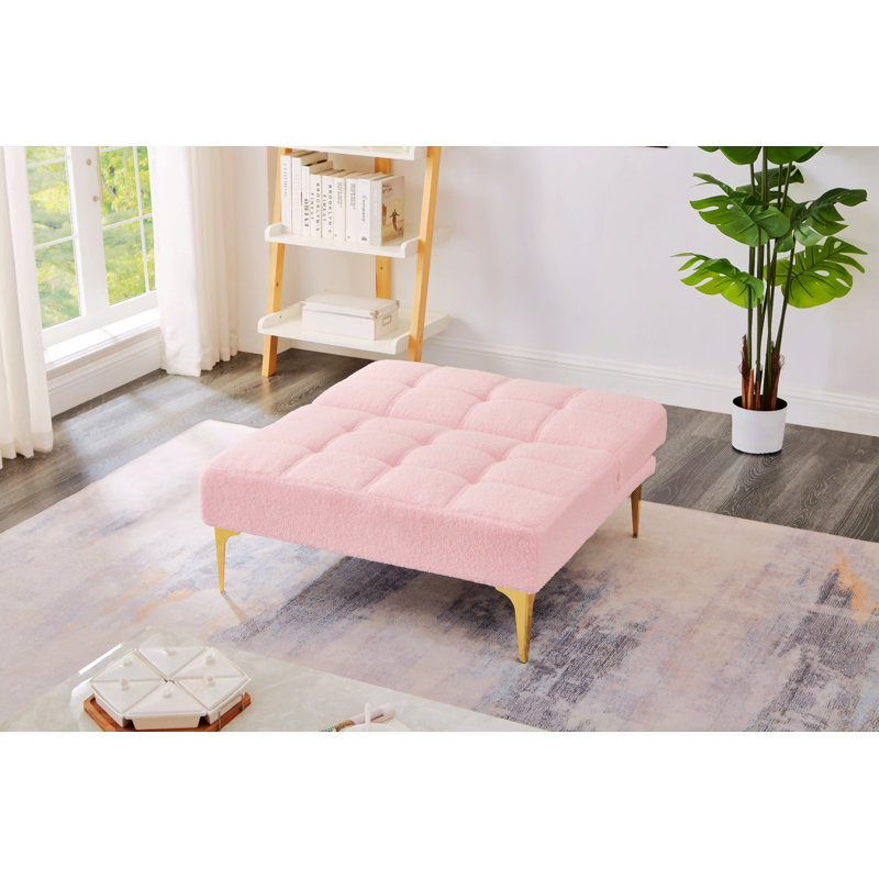 Tissu convertible futon avec canapé-lit simple et pieds en métal doré