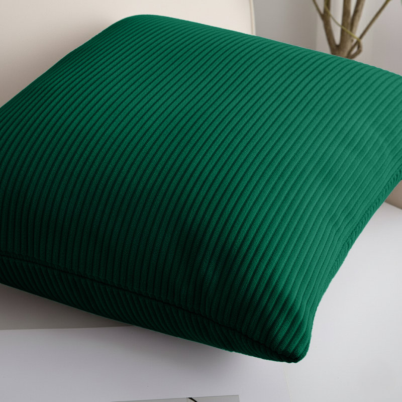 Square Pattern Cushion Cover-(Pack of 2), Emerald Striped