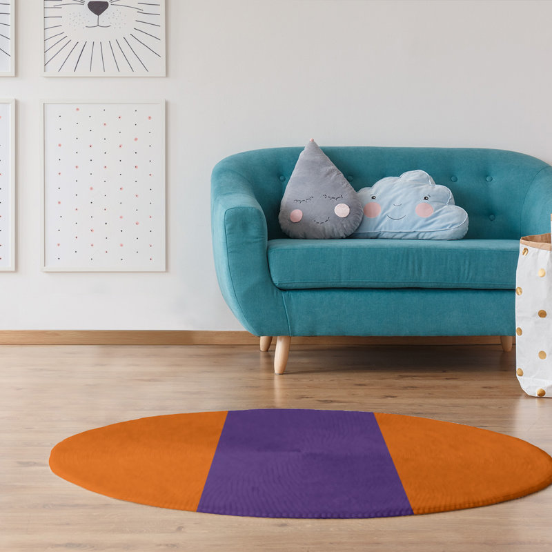 Tapis orange/mauve zone, Rond 5 pi