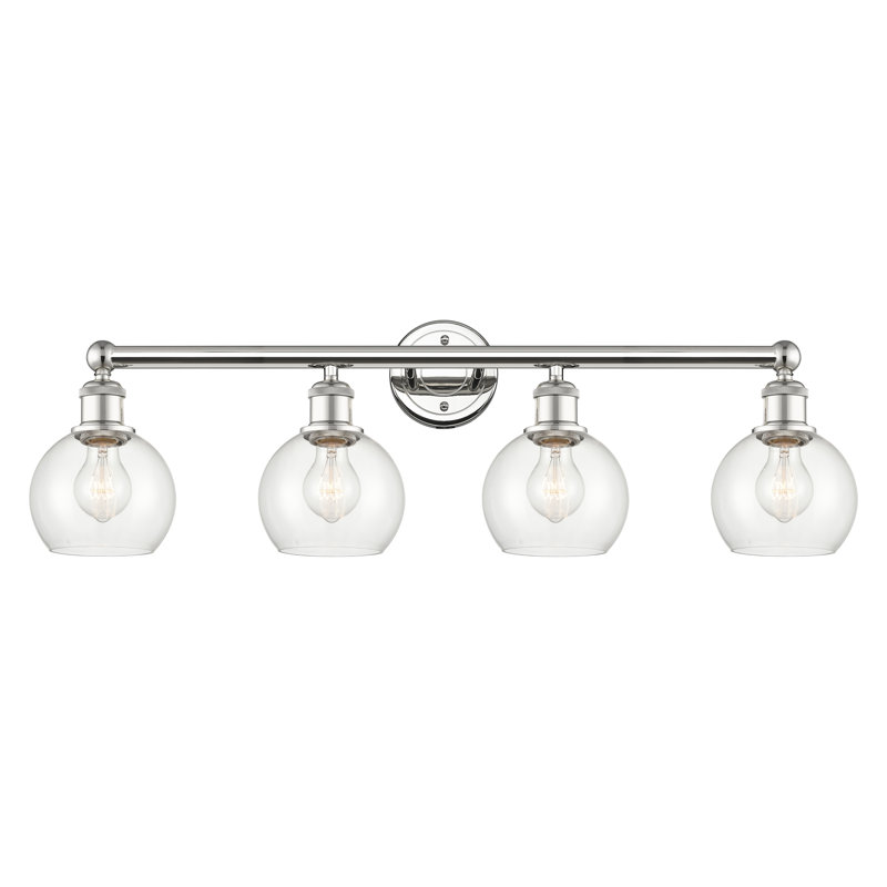 Éclairage pour meuble-lavabo 4 lumières 33 pouces Cambria, Transparent, Nickel poli