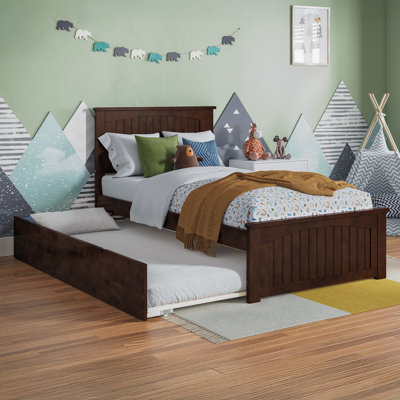 Nantucket Full Solid Wood Platform Bed with Matching Footboard & Twin Trundle in Walnut by AFI Furnishings