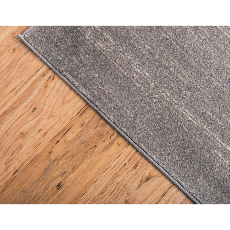 Tapis uni / rayé gris-ivoire Aimeeleigh, Tapis de couloir 2 pi 7 po x 8 pi