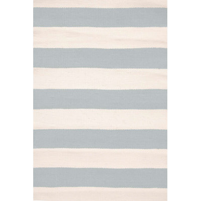 Catamaran Stripe Light Blue/Ivory Handwoven Indoor/Outdoor Rug