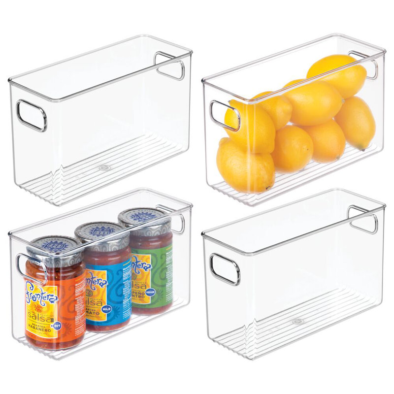 iDesign Set of 4 Pantry Storage Bins with Handles - Clear, 3.19 qts.